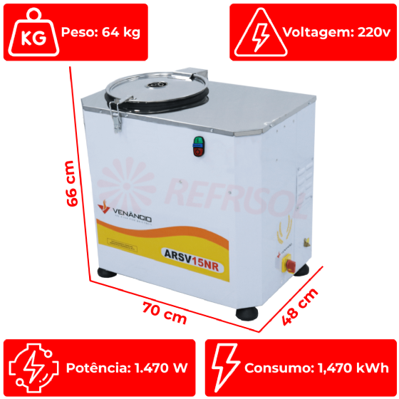 Amassadeira Rápida 15 kg ARSV 15 220v Venâncio