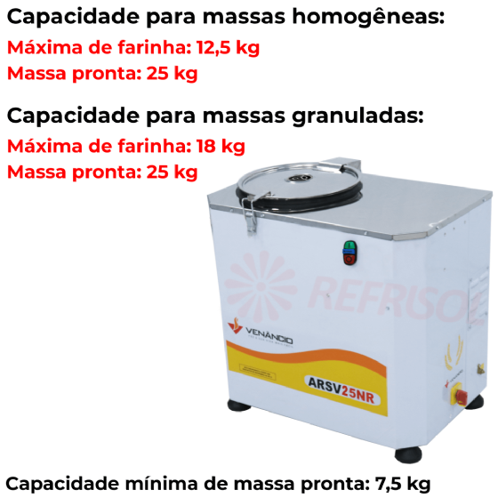 Amassadeira Rápida 25 kg ARSV 25 220v Monofásico Venâncio