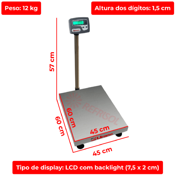Balança de Plataforma UR 10000 Light 300/50 ME 45x60 cm Urano
