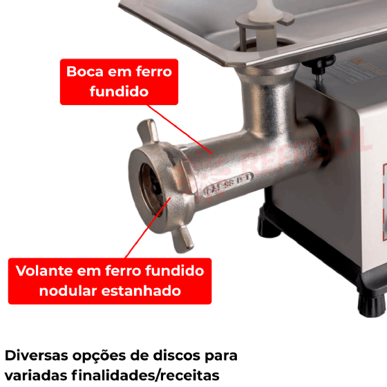 Picador Moedor de Carne Boca 98 de Ferro Fundido 380v Trifásico CAF
