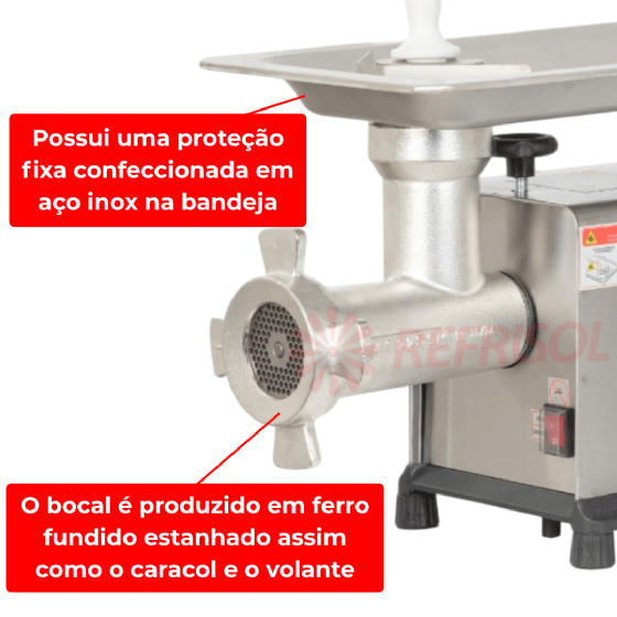 Picador Moedor de Carne Boca 22 de Ferro Fundido 380v Trifásico CAF
