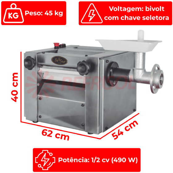 Cilindro Extrusor Moedor e Misturador CL 40 Total Inox Bivolt Do Cheff