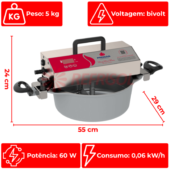 Misturador Elétrico 5 Litros PRMOG-05 Plus Bivolt Progás