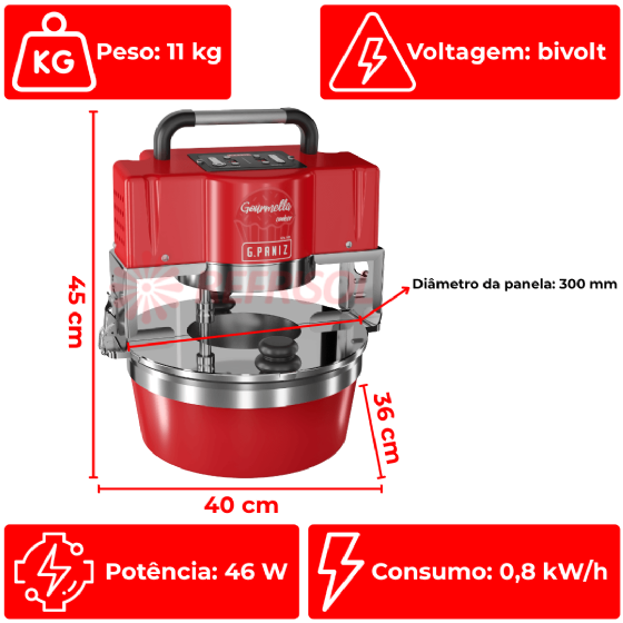 Misturador Industrial Gourmella Cooker CZ 10 F Panela de Alumínio Bivolt G Paniz
