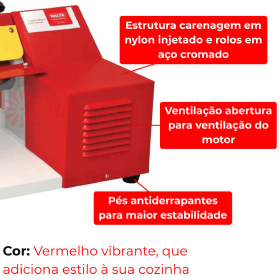 Cilindro Elétrico 28 cm c/ Talharim Vermelho Bivolt Malta