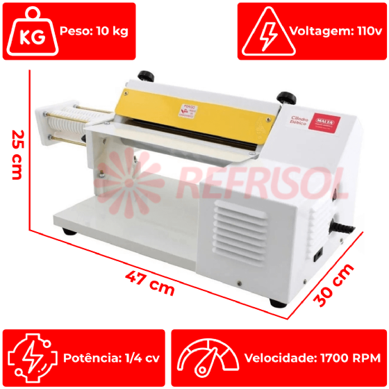 Cilindro Elétrico Branco 28 cm com Cortador Talharim 110v Malta