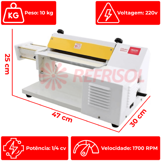 Cilindro Elétrico Branco 28 cm com Cortador Talharim 220v Malta
