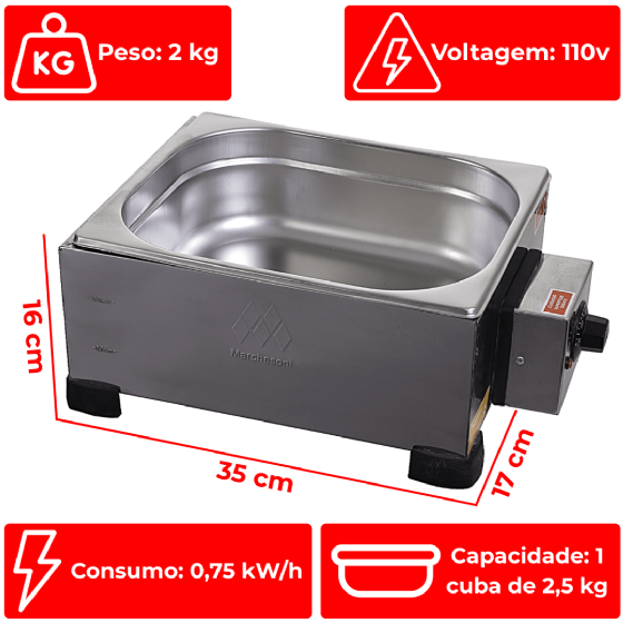 Derretedeira Profissional 1 Cuba 2,5 kg 110v Marchesoni