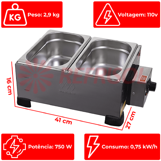 Derretedeira Profissional 2 Cubas 2,5 kg 110v Marchesoni