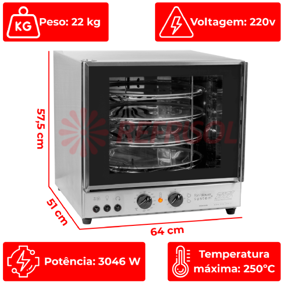 Forno Rotativo Elétrico Analógico 4 Assadeiras Inox FGE 4 220v Titã