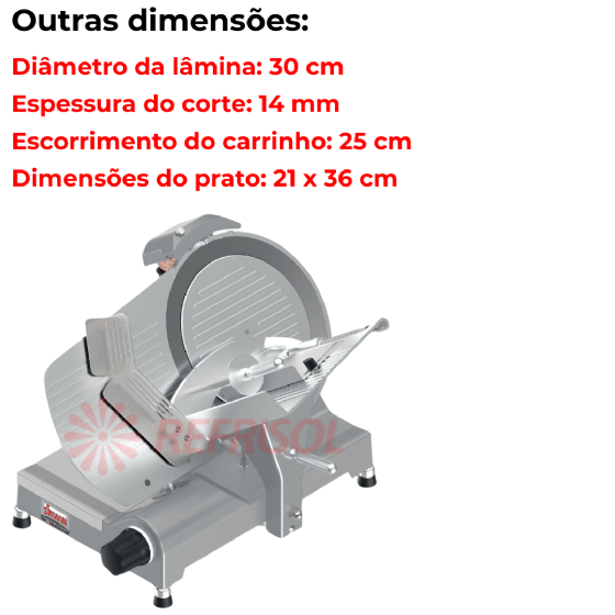 Cortador de Frios Profissional 30 cm Atlantis 300 Bivolt Sirman