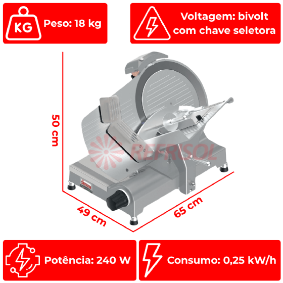 Cortador de Frios Profissional 30 cm Atlantis 300 Bivolt Sirman