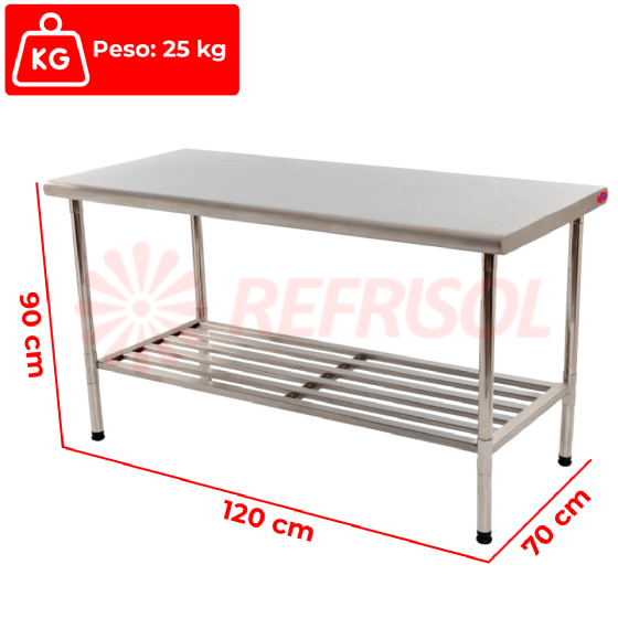 Mesa de Trabalho 120 x 70 Total Inox 430 Desmontável Imeca