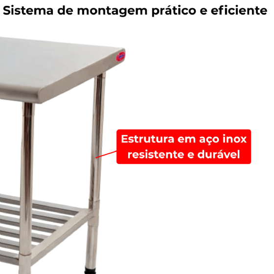 Mesa de Trabalho 120 x 70 Total Inox 430 Desmontável Imeca
