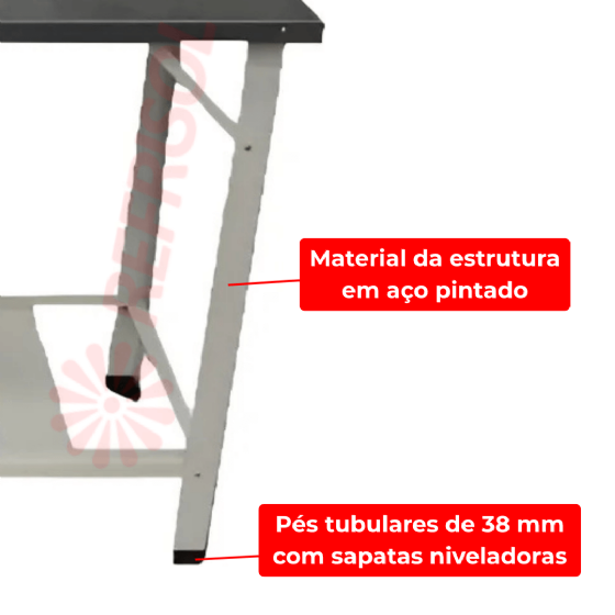Mesa de Trabalho 190 x 80 Inox 430 Desmontável Metal Brey