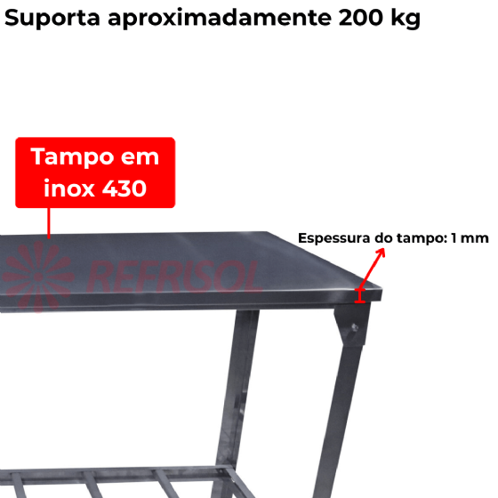 Mesa de Trabalho Total Inox 430 1,40 x 0,70 Innal
