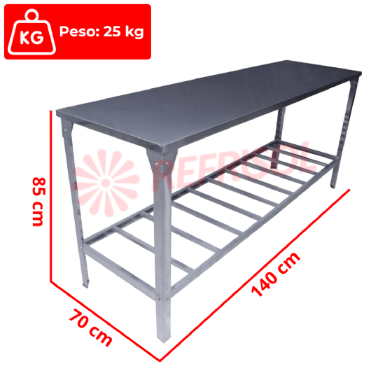 Mesa de Trabalho Total Inox 430 1,40 x 0,70 Innal