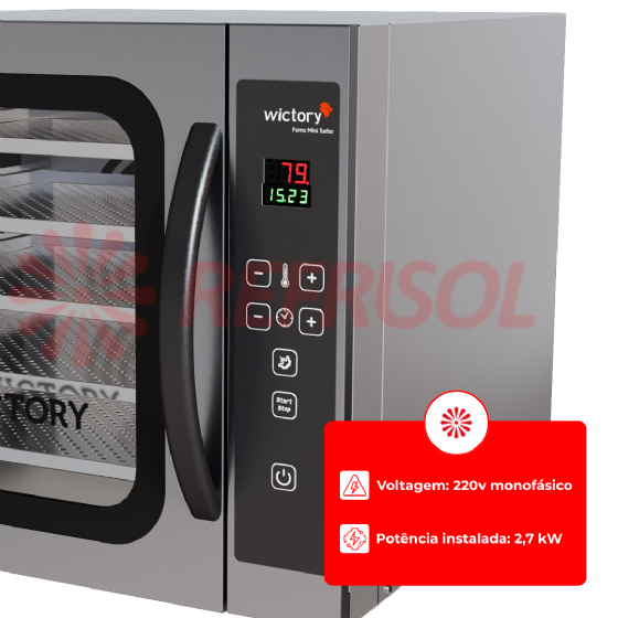 Forno Convector Digital Com Vapor 5 Esteiras WCV-535D 220v Wictory
