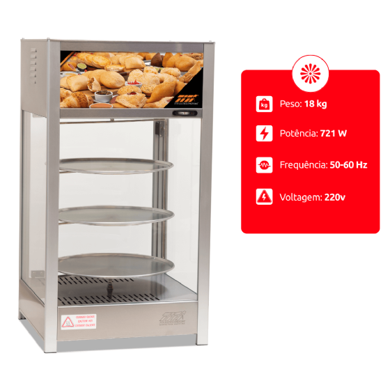 Estufa Vapor Giratória Self Service 463 3 Bandejas 220v Titã