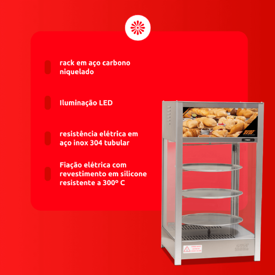 Estufa Vapor Giratória Self Service 463 3 Bandejas 220v Titã