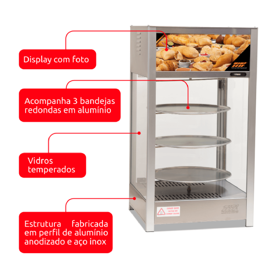 Estufa Vapor Giratória Self Service 463 3 Bandejas 220v Titã