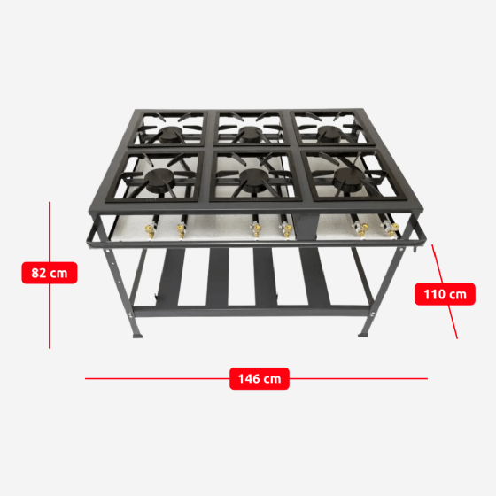 Fogão Industrial 6 Bocas Simples Alta Pressão Metal Brey