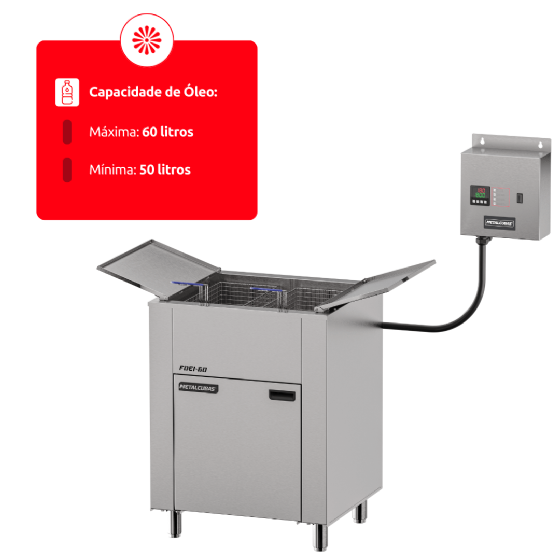 Fritadeira Elétrica 3 Cestos 60 Litros Zona Fria de Óleo FOEI 60 Trifásico 380v Metalcubas