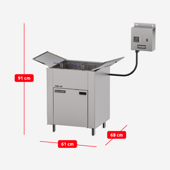 Fritadeira Elétrica 3 Cestos 60 Litros Zona Fria de Óleo FOEI 60 Trifásico 380v Metalcubas
