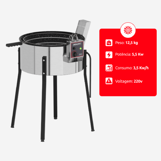 Fritadeira Tacho de Fritura Elétrico 15 Litros TFRE 15 Esmaltado 220v Metalcubas