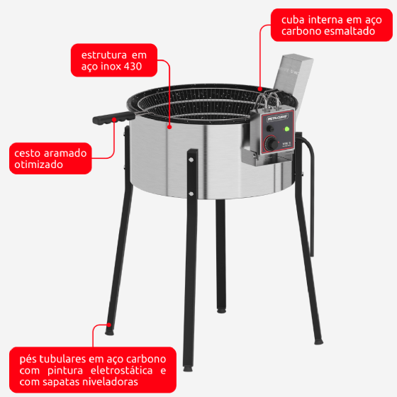 Fritadeira Tacho de Fritura Elétrico 15 Litros TFRE 15 Esmaltado 220v Metalcubas