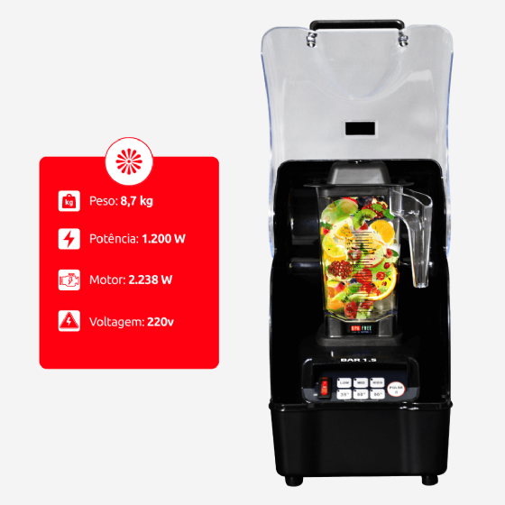 Liquidificador Industrial 1.5L Supreme Blender Bar com Abafador 220v Skymsen