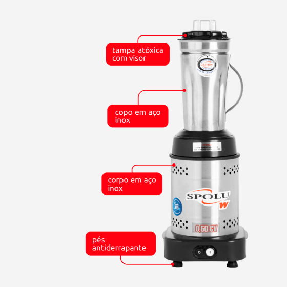 Liquidificador Industrial 2 Litros Baixa Rotação Weg SPL 048 220v Spolu