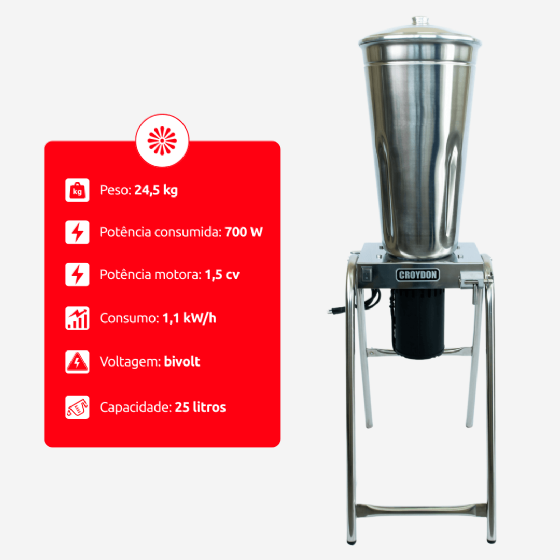 Liquidificador Industrial Basculante 25 Litros LI 25 Bivolt Croydon
