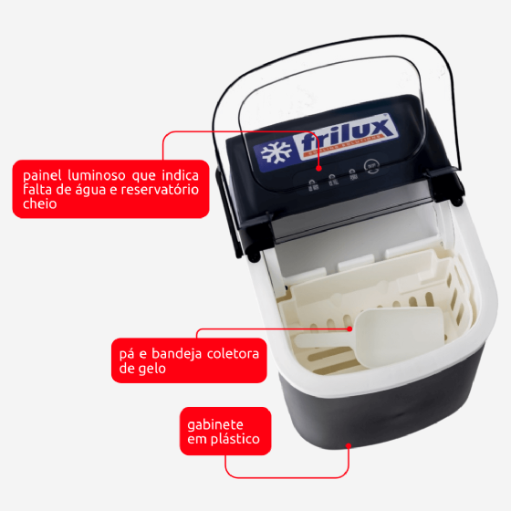 Maquina de Gelo Portátil Automática Preta QL-12H 220v Frilux