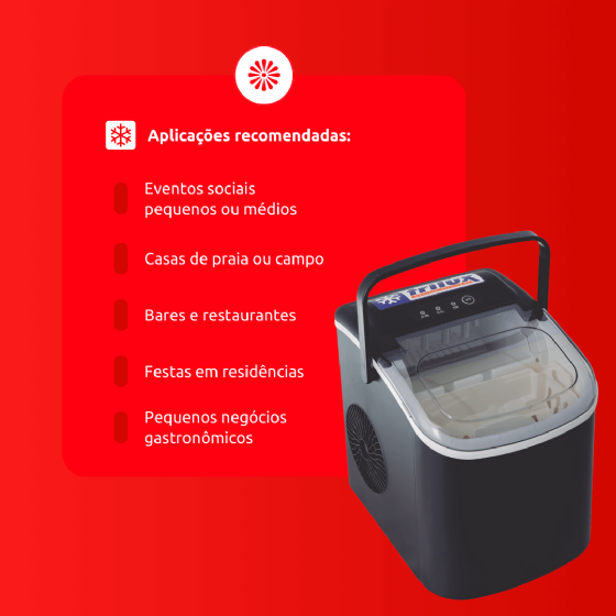 Maquina de Gelo Portátil Automática Preta QL-12H 220v Frilux