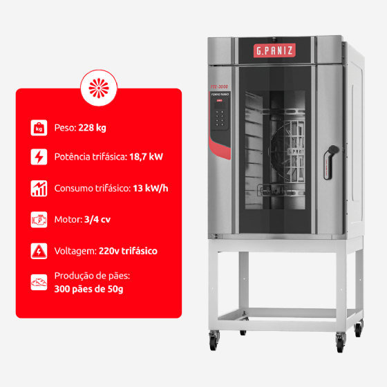 Forno Turbo 10 Esteiras Elétrico FTE-3000 Epóxi Trifásico 220v G Paniz