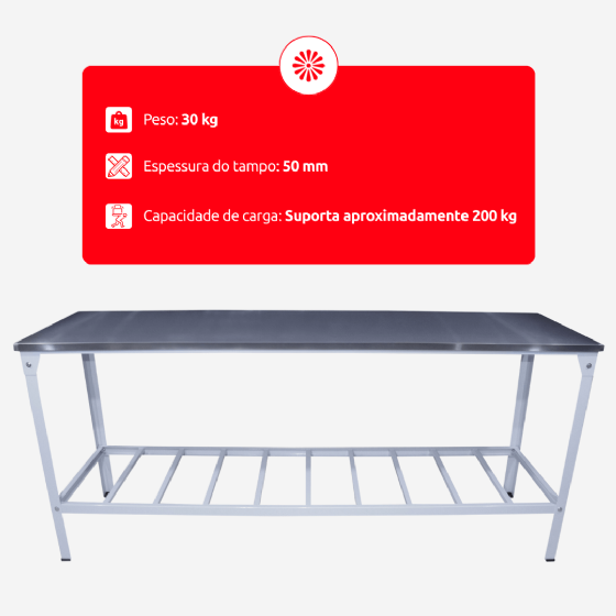 Mesa de Trabalho Inox 430 1,40 x 0,70 Innal