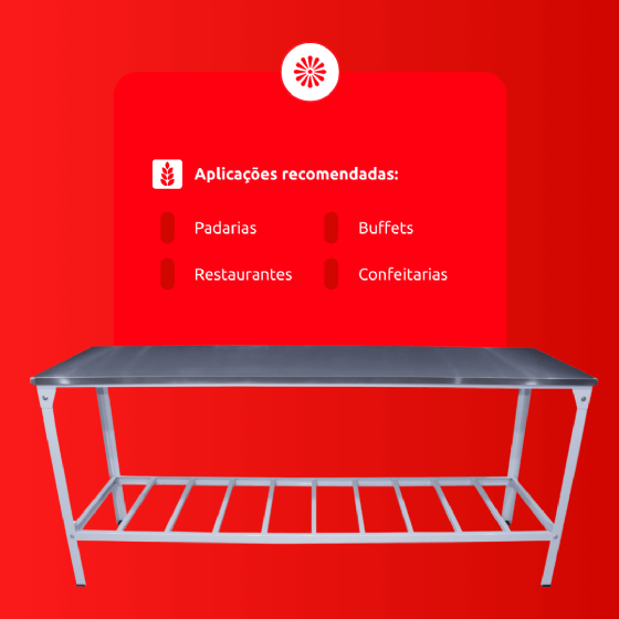 Mesa de Trabalho Inox 430 1,90 x 0,70 Innal