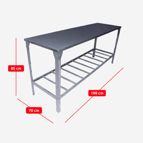 Mesa de Trabalho Total Inox 430 1,90 x 0,70 Innal