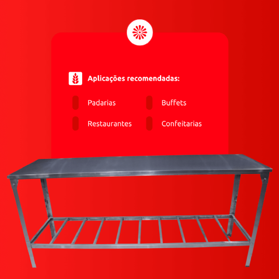 Mesa de Trabalho Total Inox 430 1,90 x 0,70 Innal