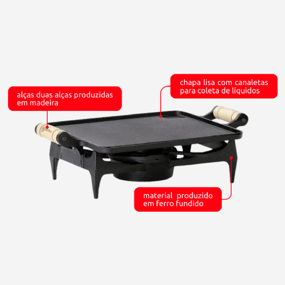Rechaud Liso Simples Ferro Fundido Fs 9 Santana