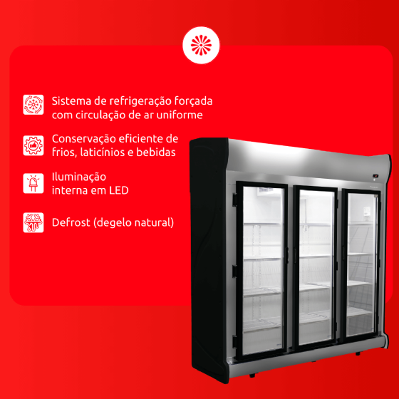 Expositor Refrigerado Frios e Laticínios 3 Portas ACFM 1450 220v Fricon