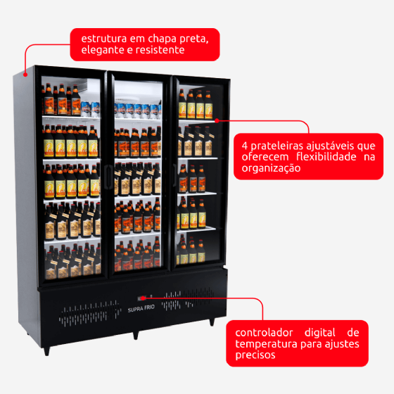 Expositor Cervejeira Supra Frio 3 Portas 220v Chimafrio