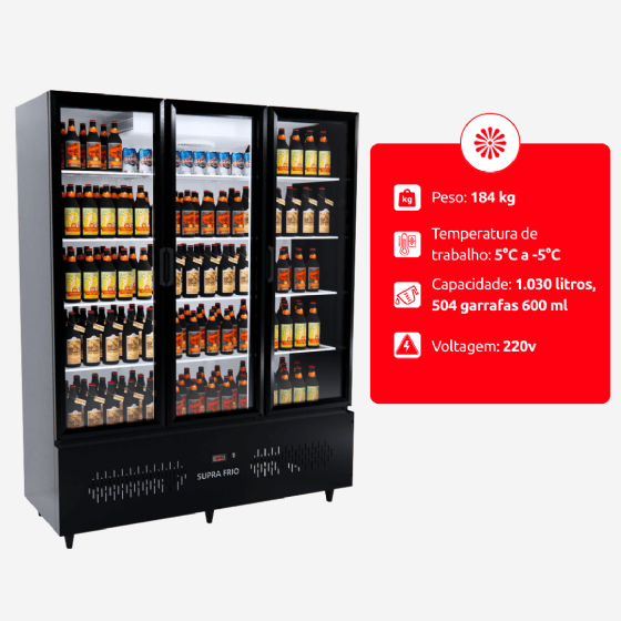 Expositor Cervejeira Supra Frio 3 Portas 220v Chimafrio