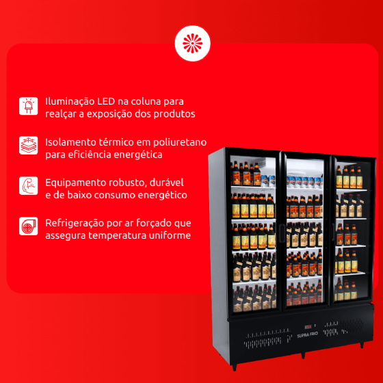 Expositor Cervejeira Supra Frio 3 Portas 220v Chimafrio