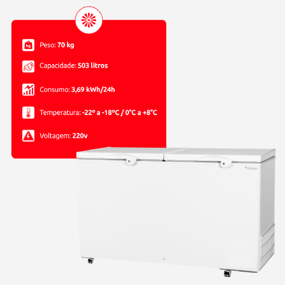 Freezer Horizontal 503 Litros Dupla Ação HCED 503 C 220v Fricon