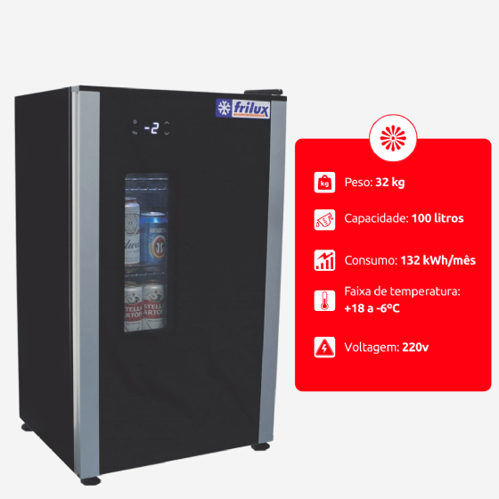 Refrigerador Expositor Vertical 100L Porta Sólida com Visor 220v Frilux