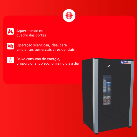 Refrigerador Expositor Vertical 100L Porta Sólida com Visor 220v Frilux