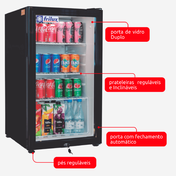 Refrigerador Expositor Vertical 110L Porta de Vidro 110v Frilux