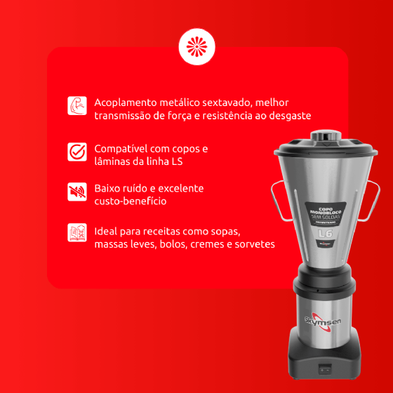 Liquidificador Comercial 06 Litros L6 Baixa Rotação Bivolt Skymsen